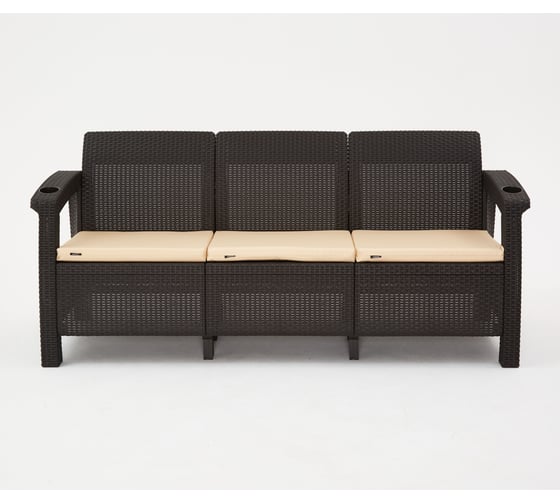 Изображение товара Комплект садовой мебели WORKY HomlyGreen Set 3+1+1+стол 94×94×74 см+подушки бежевого цвета ARD258564