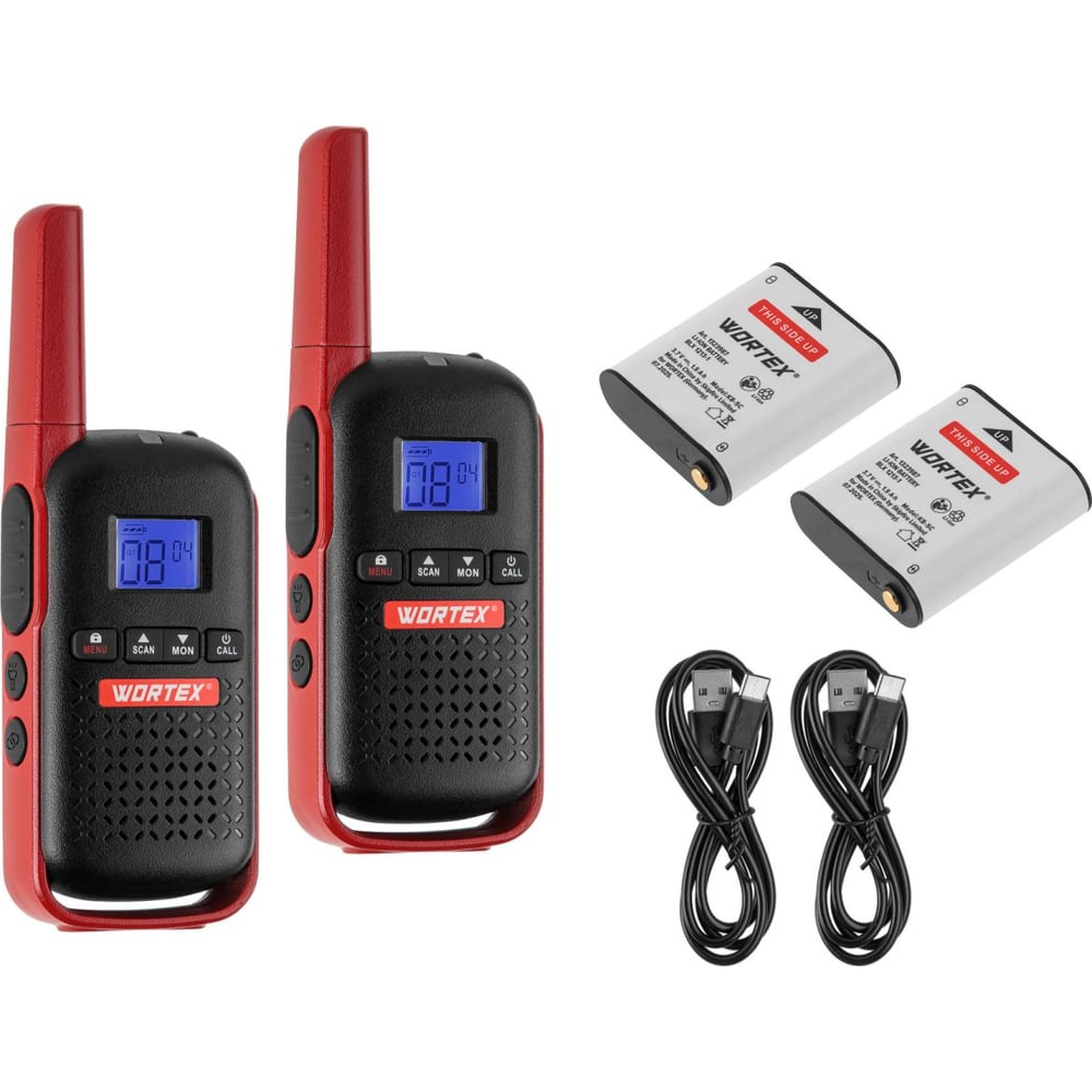 Изображение товара Портативная радиостанция  WT 0805 в кор. (комплект 2 шт.) SET, PMR (446 МГц), 0,5 Вт, 2x1,5 Ач WORTEX 1323986