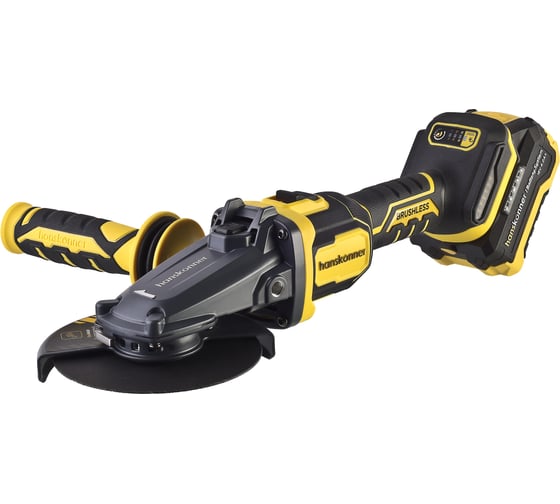 Изображение товара УШМ аккумуляторная бесщеточная Hanskonner, 18 В, 1BatterySystem, 125 мм, 1х4.0 Ач, ЗУ, плоскостной редуктор, в кейсе HS HAG18125BLC