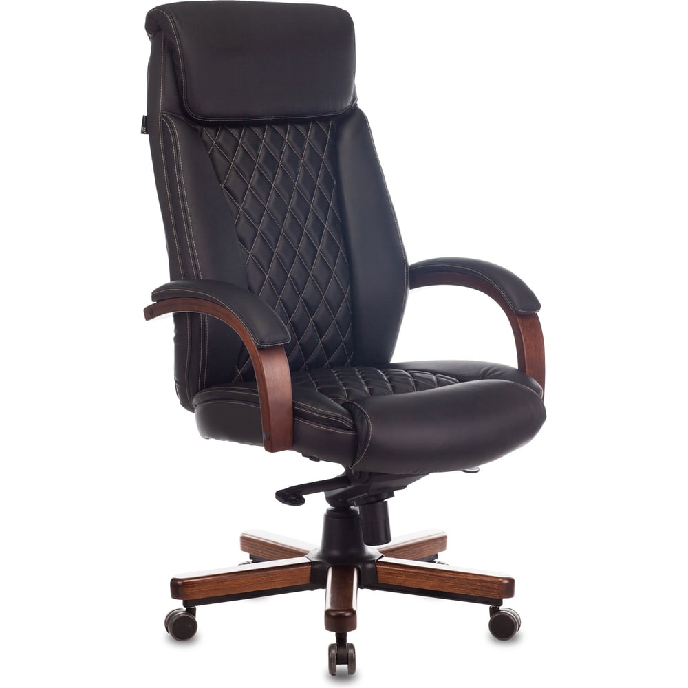 Изображение товара Кресло руководителя Бюрократ T-9924WALNUT черный кожа крестов. металл/дерево 1473667