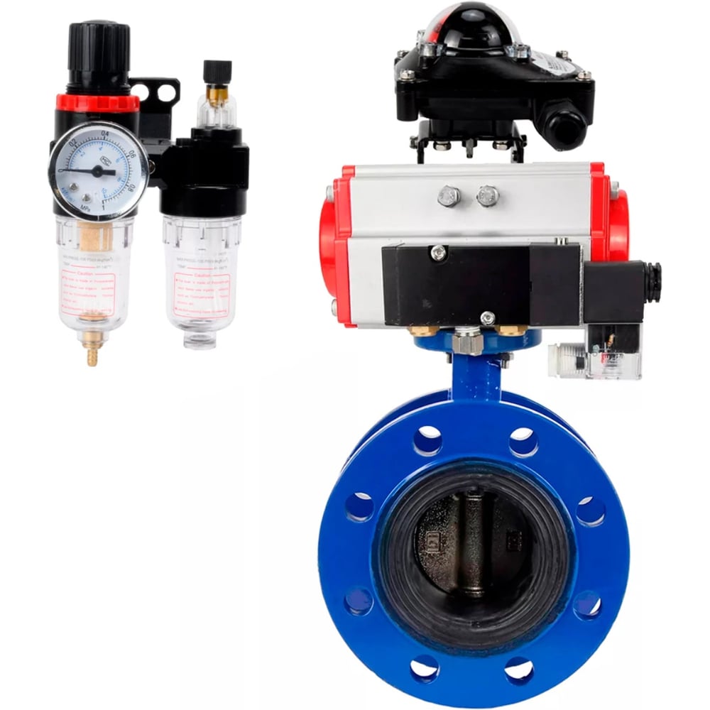 Затвор дисковый DN.ru GGG40-304-EPDM-2W-F-H Ду125 Ру16 пневмопривод DA-130, пневмораспределитель 24VDC, БКВ LSB-210, БПВ D050-56554