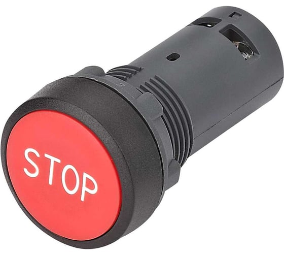 Изображение товара Кнопка моноблочная Systeme Electric SB7 22мм красная с возвратом, с маркировкой STOP, пластик, 1НЗ, IP65 SB7NA4234
