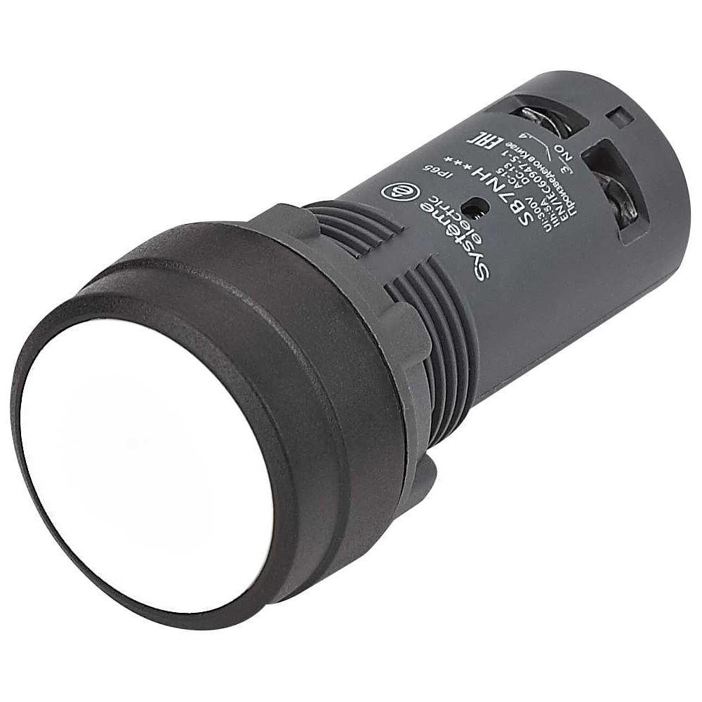 Изображение товара Кнопка моноблочная Systeme Electric SB7 22мм белая с фиксацией, пластик, 1НО, IP65 SB7NH11