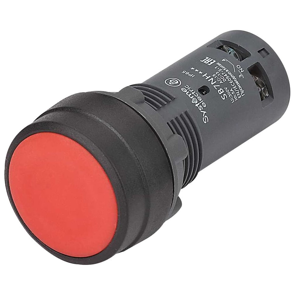 Изображение товара Кнопка моноблочная Systeme Electric SB7 22мм красная с фиксацией, пластик, 1НЗ, IP65 SB7NH42