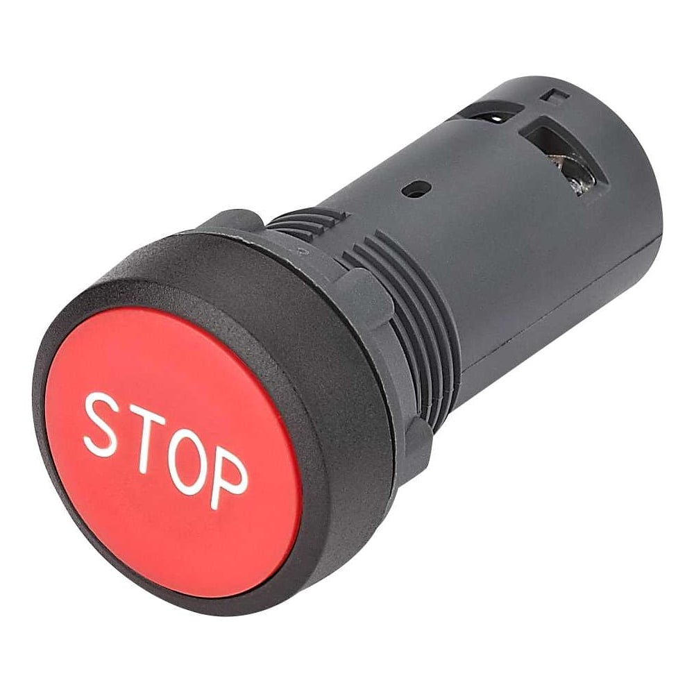 Изображение товара Кнопка моноблочная Systeme Electric SB7 22мм красная с возвратом, с маркировкой STOP, пластик, 1НО+1НЗ, IP65 SB7NA4534