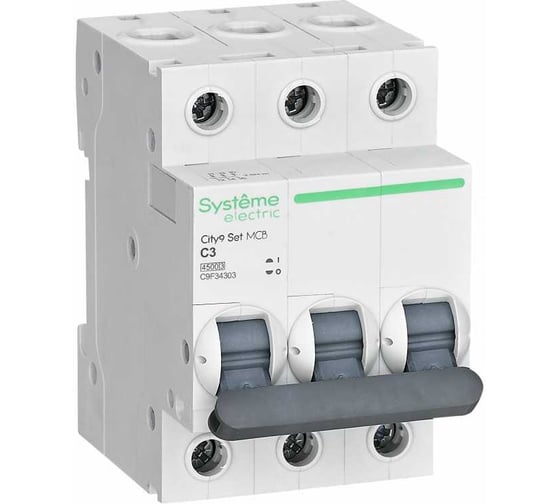 Изображение товара Автоматический выключатель Systeme Electric City9 Set C 3A 3P 4,5kA C9F34303