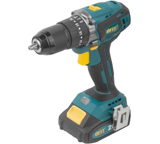 Изображение товара Дрель-шуруповерт FIT аккумуляторная, 20В, 0-400/1600об/мин, 55Нм, 2 (Li-Ion) 2,0Ач, 1 ч., бесщеточный, рез. накл., кейс 79903