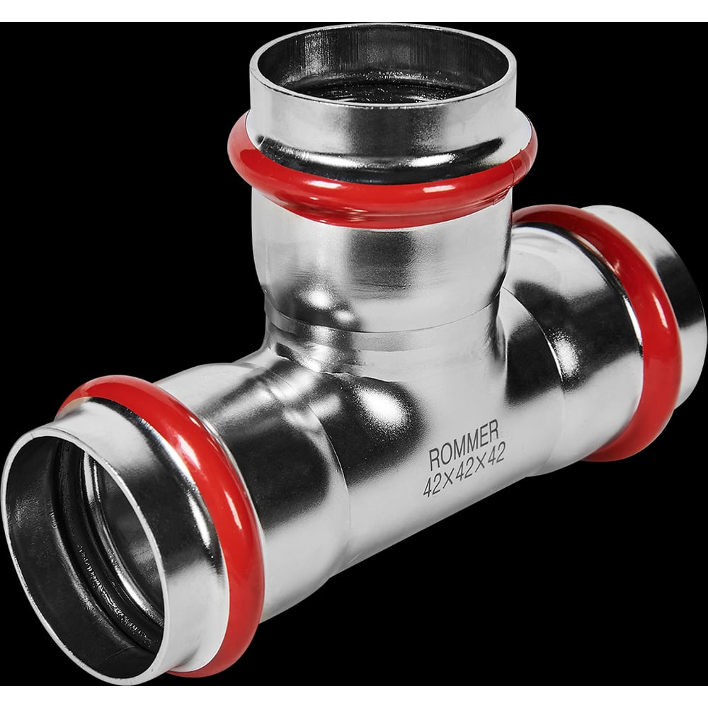 Изображение товара Тройник равнопроходной ROMMER RSS-1013-000042 ВПр, 42, из нержавеющей стали прессовой PEE9H4CCV7P8MS