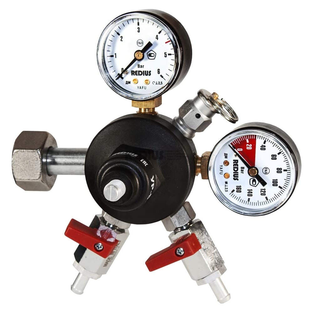 Изображение товара Редуктор углекислотный Дока УР-5-3М2-122 (2 выхода - встроенный краник с ниппелем 7 мм) (ДОКА) DK.1100.14668