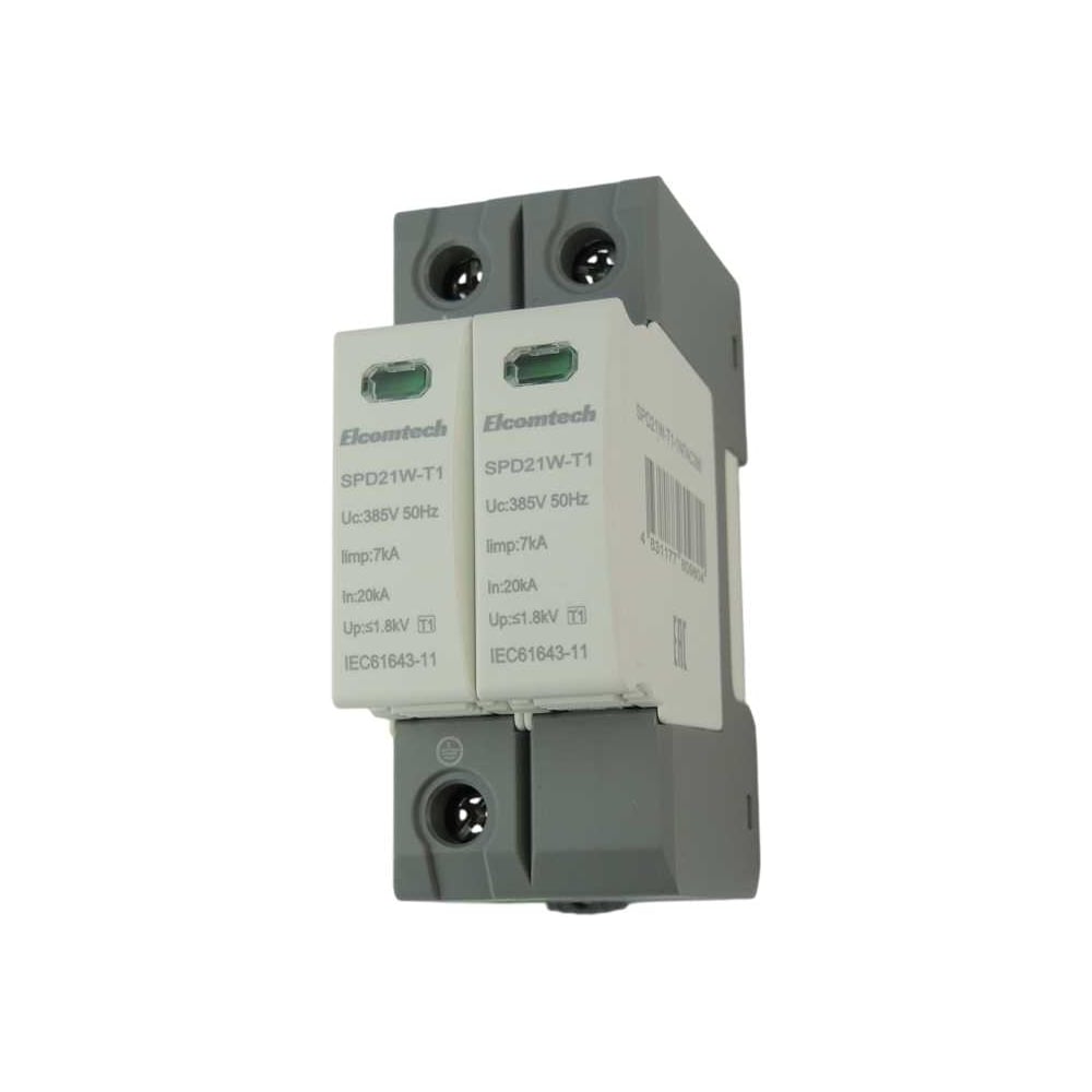 Изображение товара Устройство защиты импульсных перенапряжений ELCOMTECH T1 2P 50kA 385V SPD21W-T1-1N7AC385 УТ-00039110 Изображение товара Устройство защиты импульсных перенапряжений ELCOMTECH T1 2P 50kA 385V SPD21W-T1-1N7AC385 УТ-00039110