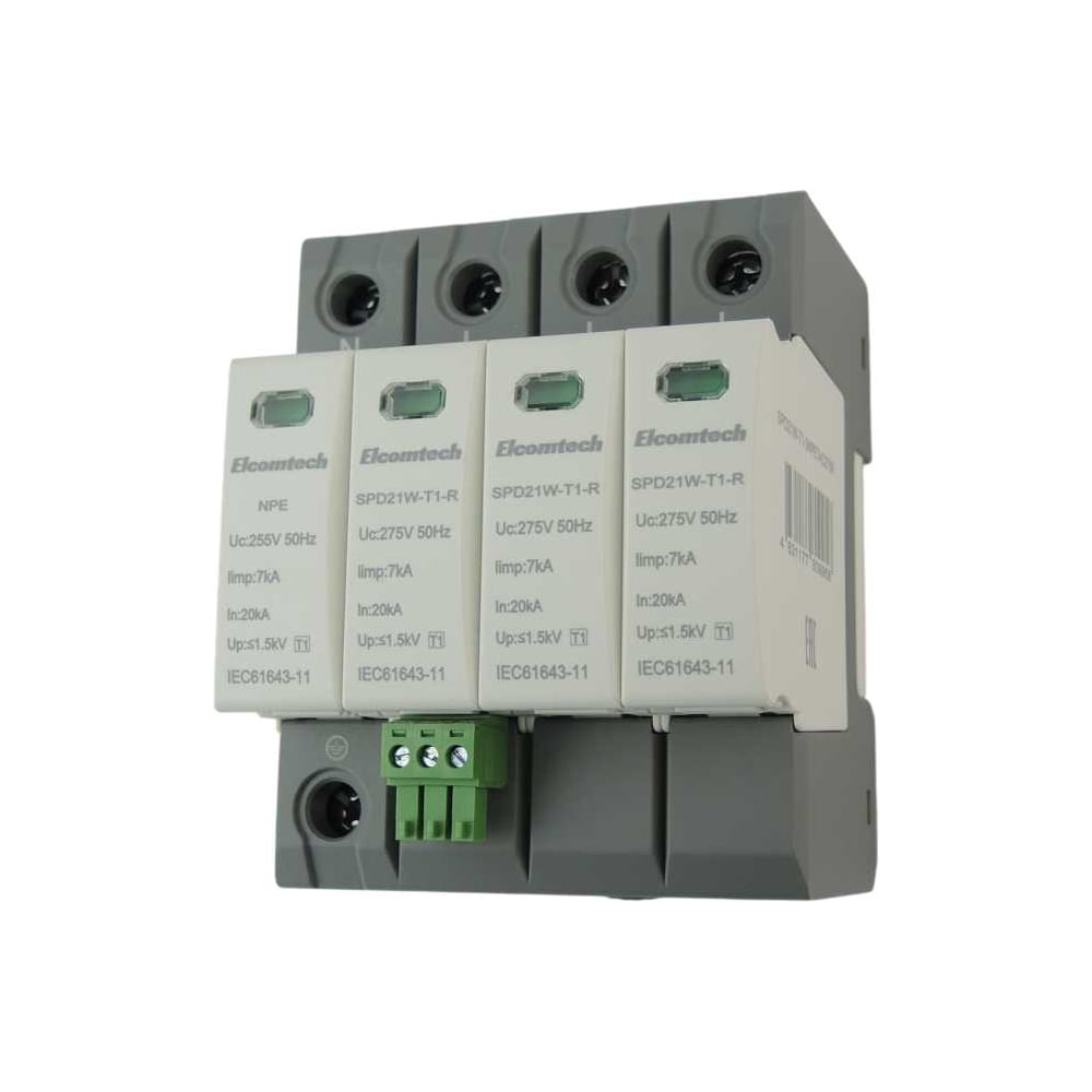 Изображение товара Устройство защиты импульсных перенапряжений ELcomtech SPD21W-T1-3NPE7AC275R 50кА 275В