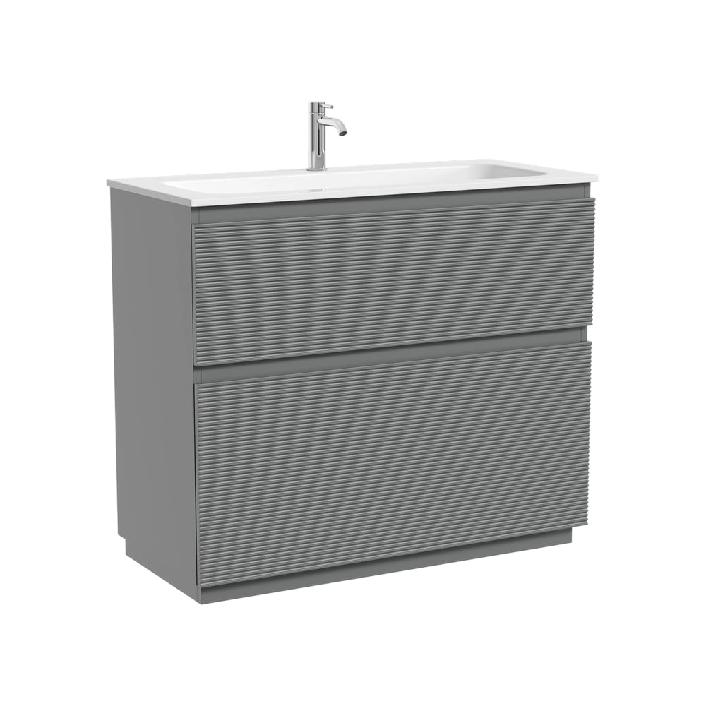 Изображение товара Тумба напольная Sancos Folk Floor 995×445×850 мм, с двумя ящиками оснащёнными доводчиками, цвет Ergraut soft, арт. FL100FES