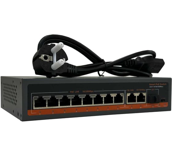 Изображение товара Коммутатор неуправляемый ТИТАНУМ TM-F0821GBL, 8 RJ45 10/100 Мбит/с PoE+2 1 Гбит/с+1 SFP (120 Вт), ЭТ-00000013