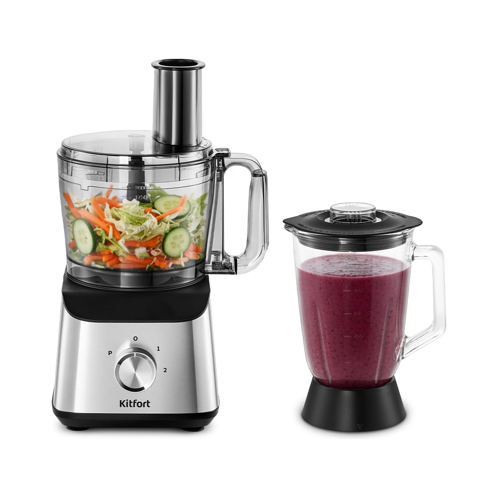 Изображение товара Мультифункциональный кухонный комбайн KITFORT 5 в 1 с мощностью 1500 Вт и 7 насадками