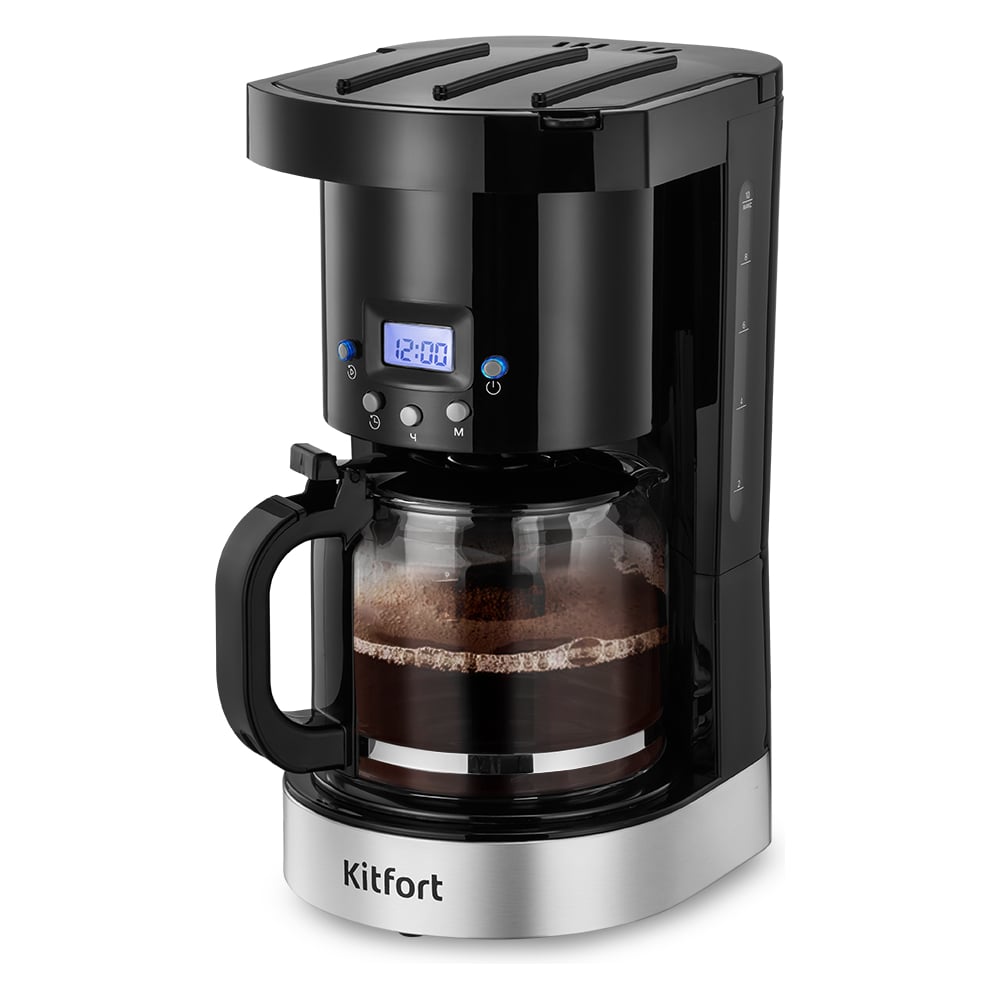 Изображение товара Кофеварка KITFORT KT-7630 - капельная, черная, 1. 25 л воды, 950 Вт