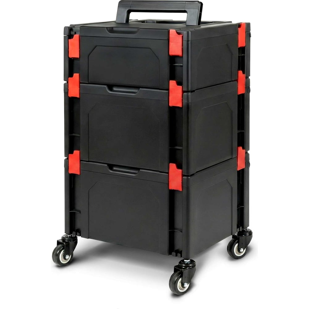 Изображение товара Комплект ящиков для инструмента JETTOOLS PRO 3в1 тип 2 395х295х170мм - 1шт; тип 3 395х295х215мм - 2шт, на колесах JTPRO23W