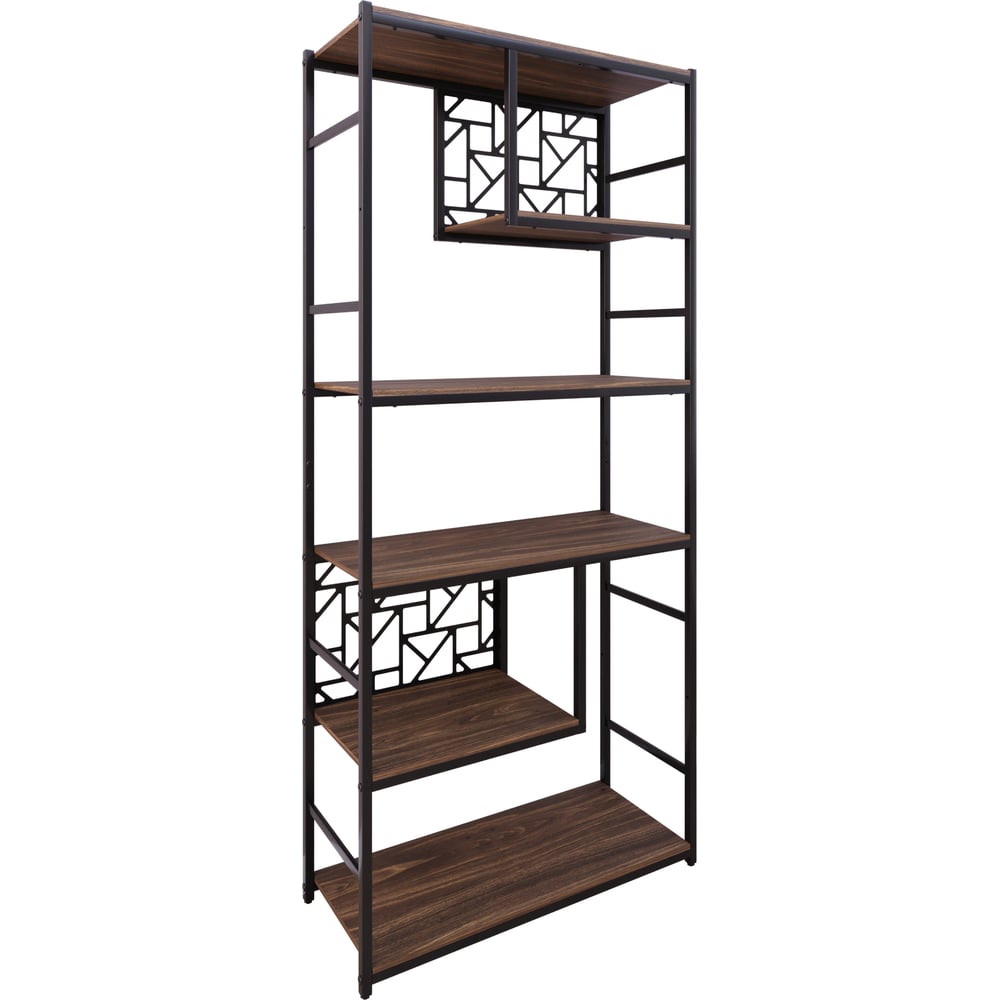 Изображение товара Стеллаж Металл-Завод GUTTA 188х85х34 см, с шестью полками с декором, коричневый, черный, исп.L GS2L18885346B2D