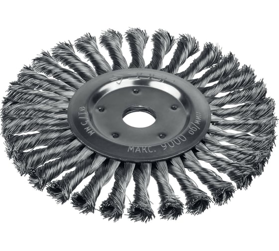 Изображение товара Щетка дисковая Зубр ПРОФЕССИОНАЛ для УШМ, плетеные пучки стальной проволоки 0.5 мм, 175х22 мм 35190-175_z02
