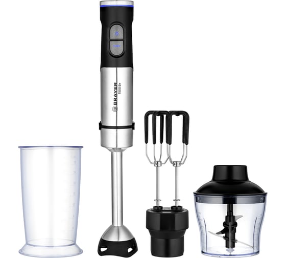 Изображение товара Блендер погружной BRAYER 1265BR 1500 Вт, насадка-миксер, измельчитель 600 мл, стакан 800 мл BR1265