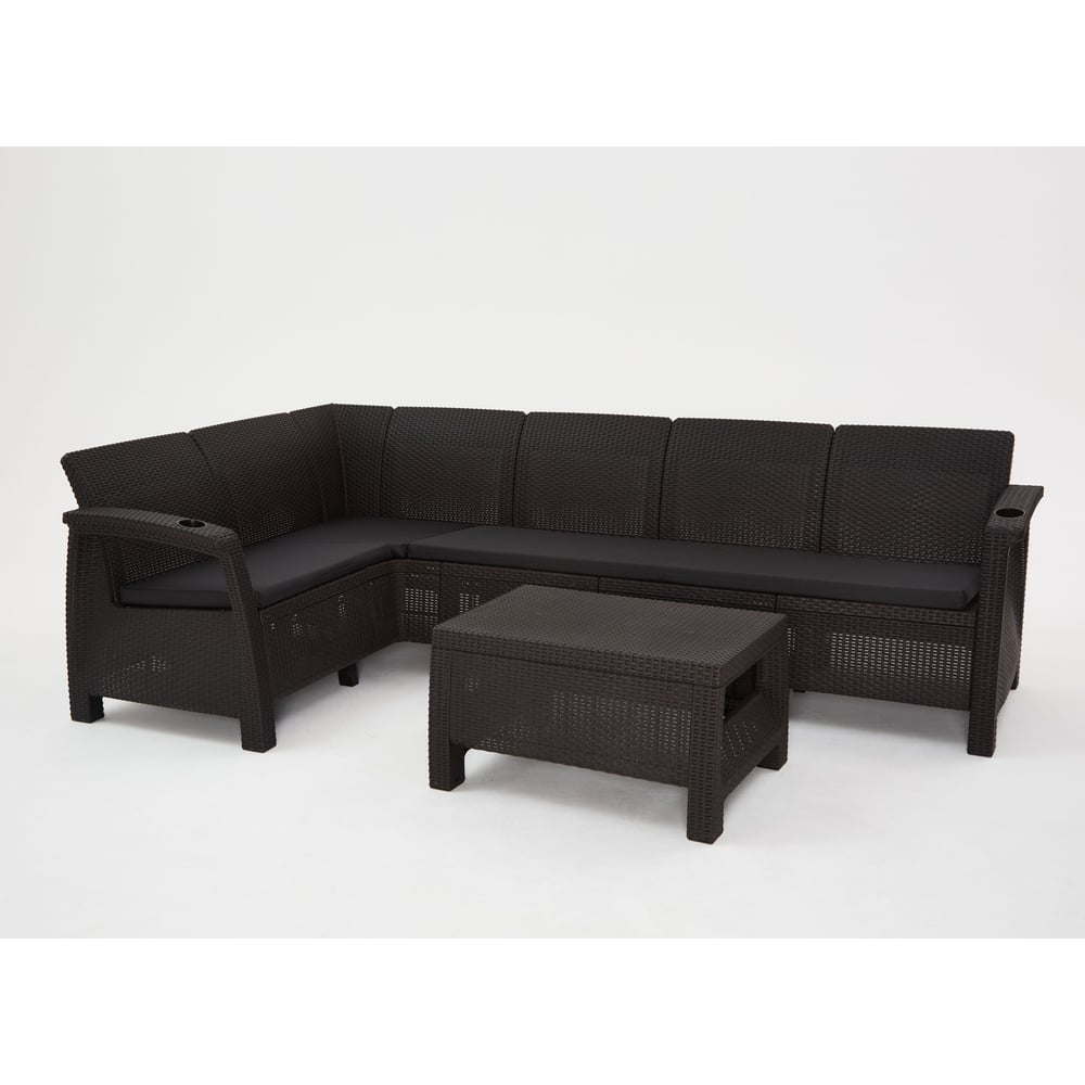 Изображение товара Комплект садовой мебели WORKY HomlyGreen Set 5+Кофейный столик+подушки черного цвета ARD259218