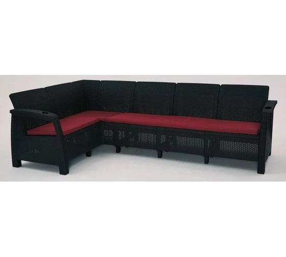 Изображение товара Комплект садовой мебели WORKY HomlyGreen Set 5+Стол 94х94х74см.+подушки бордового цвета ARD259237