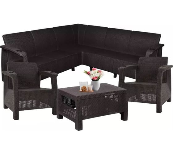 Изображение товара Комплект садовой мебели WORKY HomlyGreen Set 5+1+1+Кофейный столик без подушек ARD258553