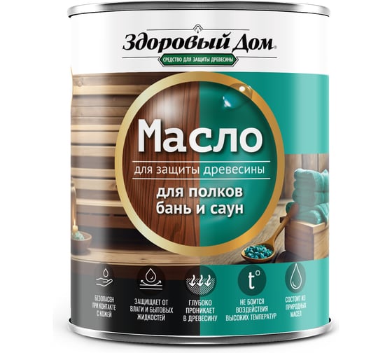 Изображение товара Масло для полков бань и саун Здоровый дом бесцветное, 1л ЛА-00005104