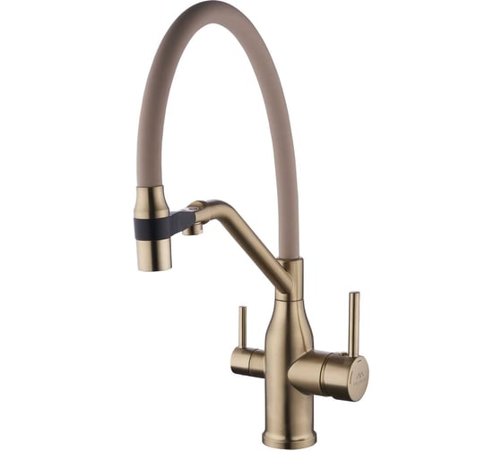 Изображение товара Смеситель для кухни FASHUN с магнитным креплением излива и подключением фильтра, бронза/песочный, латунь, A4463-15-21