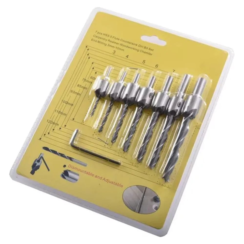 Изображение товара Набор сверл по дереву с зенкером БЫСТРУМЕНТ 3-10 мм, 7 шт 25347