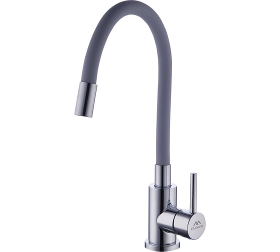 Изображение товара Смеситель для кухни FASHUN с гибким силиконовым изливом, хром/серый, сталь SUS201, A54101N-12G