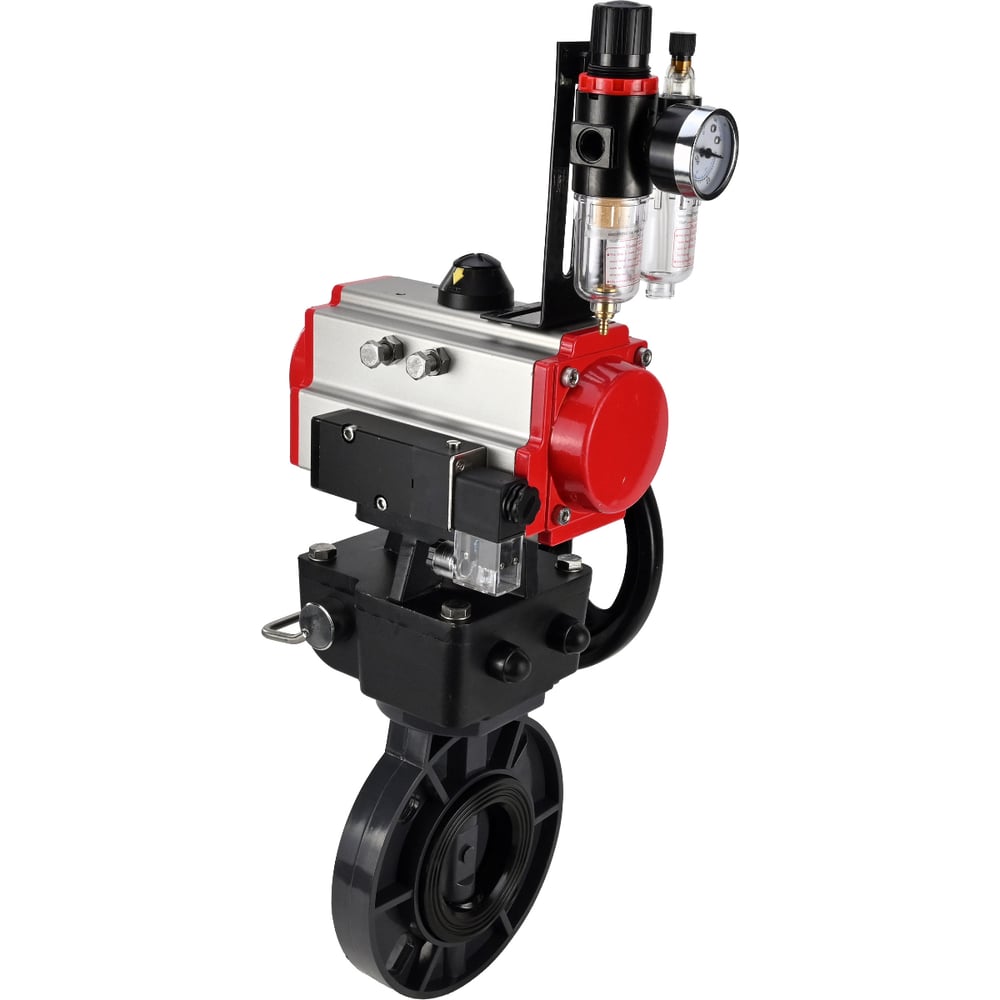 Изображение товара Затвор НПВХ DN.ru НПВХ-E-2W-Fb-ISO 100 мм, пневмопривод