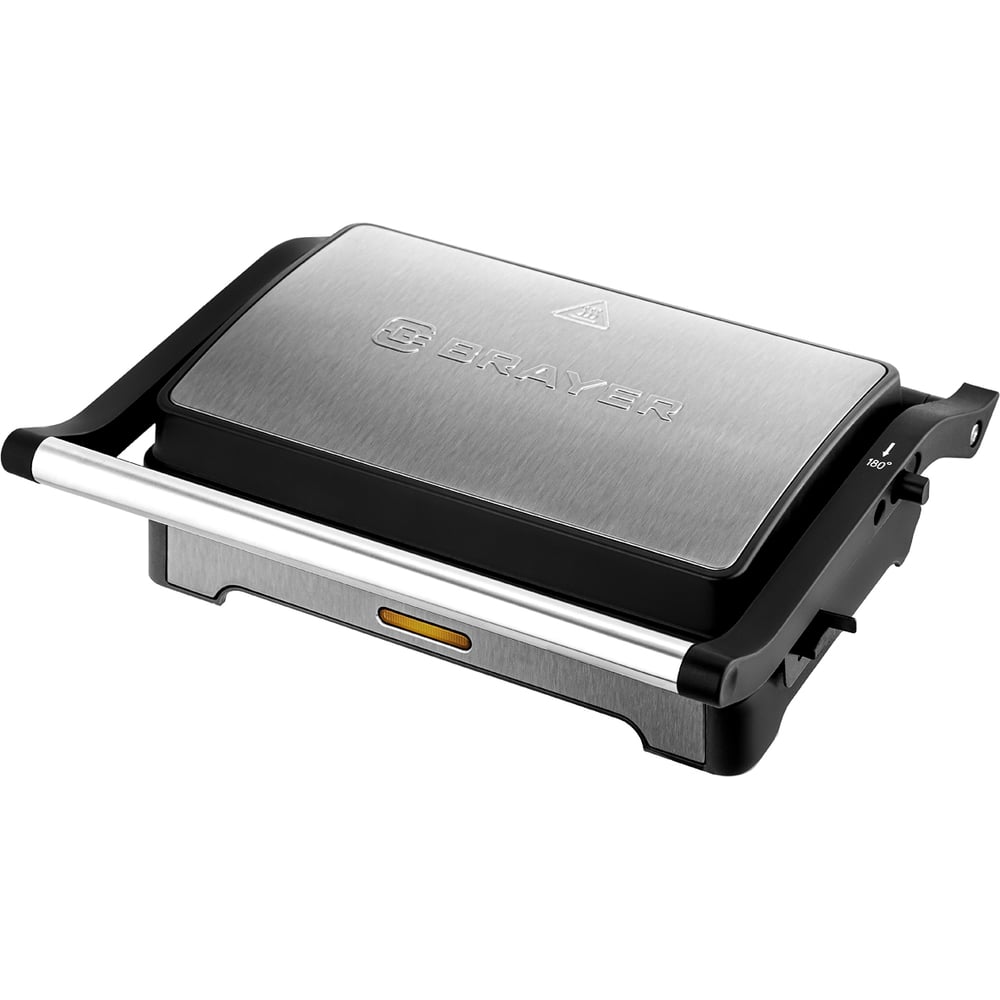 Изображение товара Гриль – пресс электрический BRAYER 2011BR 1000 Вт, разм.пласт 23,1x14.5 см, антипр.покр, защит.перег BR2011