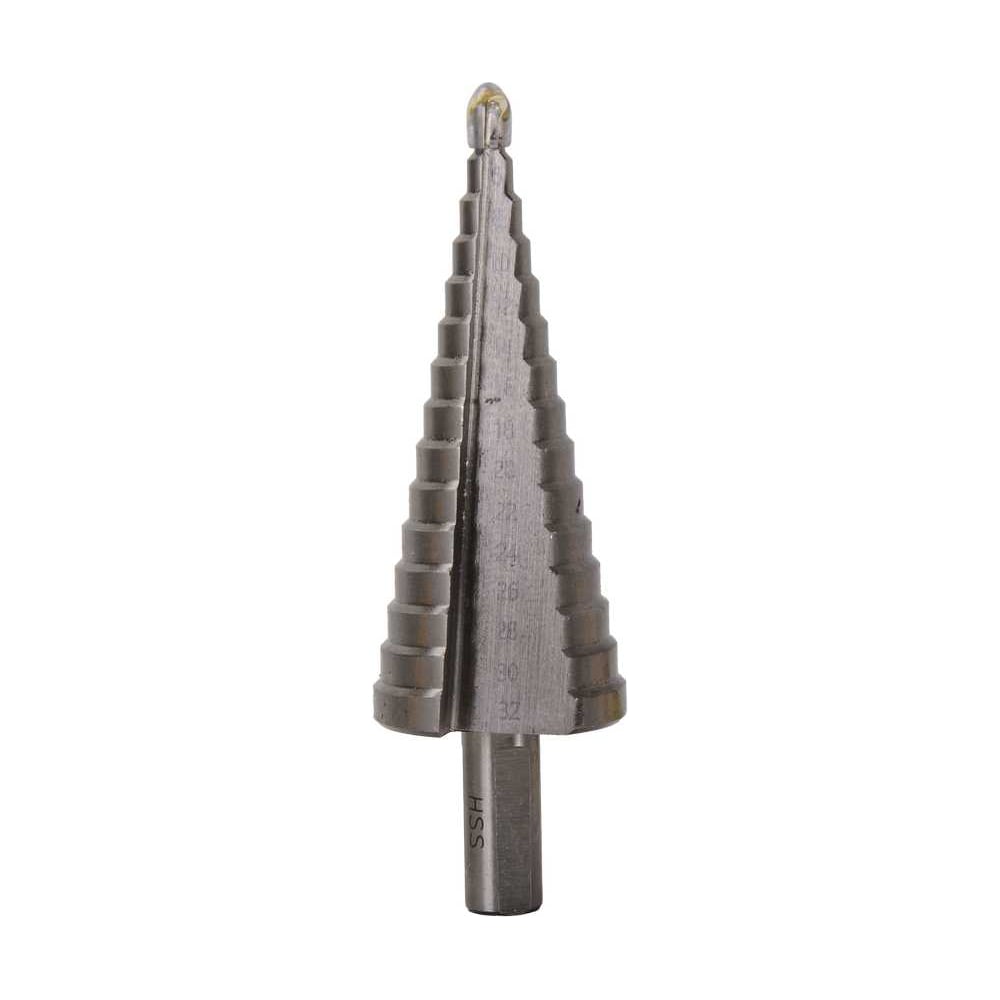 Изображение товара Сверло ступенчатое по металлу Вихрь 4-32мм, P6M5, трехгранный хвостовик 73/10/6/21