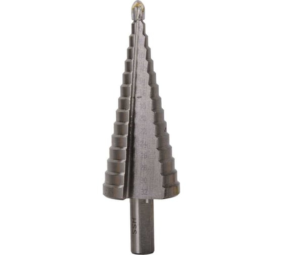 Изображение товара Сверло ступенчатое по металлу Вихрь 4-32мм, P6M5, трехгранный хвостовик 73/10/6/21
