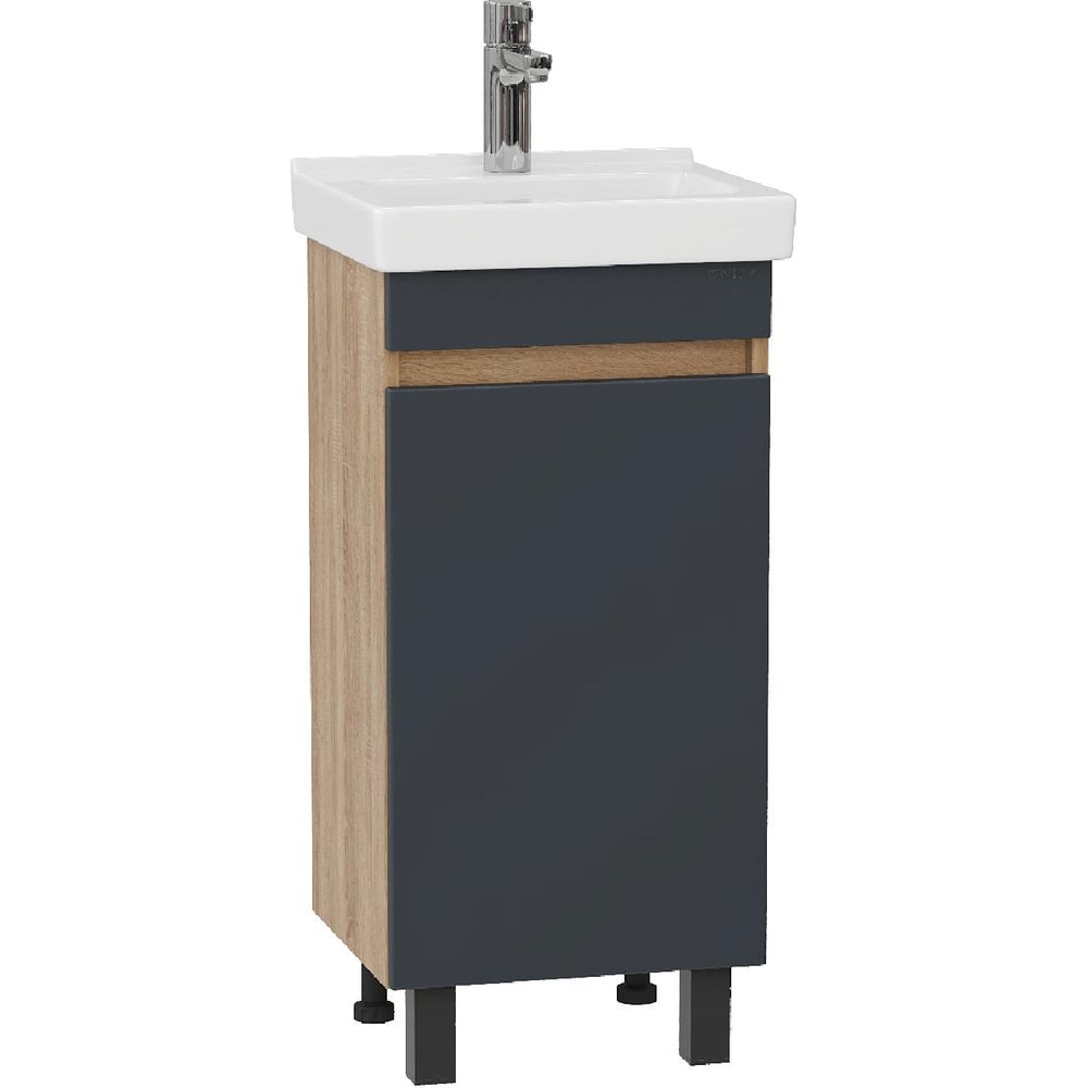 Изображение товара Тумба с раковиной Onika Милтон Квадро 40, графит/белый, 680x370x210 мм