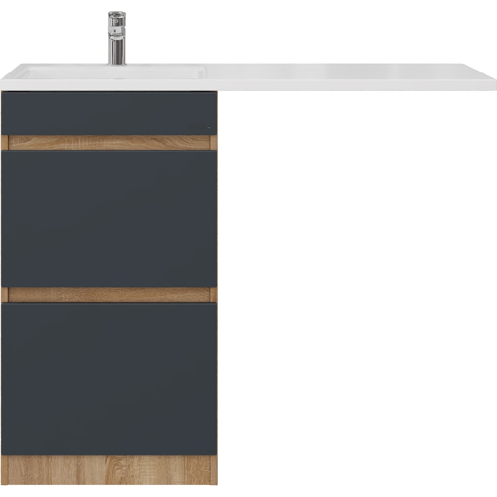 Изображение товара Тумба с раковиной Onika Милтон 58 напольная под стиральную машину, серая/дуб сонома (ум.Марсал 120) 105806