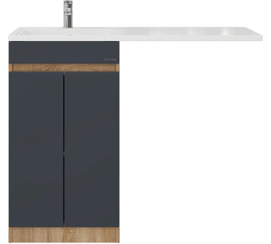 Изображение товара Тумба с раковиной Onika Милтон Нова 58 напольная под стиральную машину, серая/дуб сонома (ум.Марсал 120) 105807