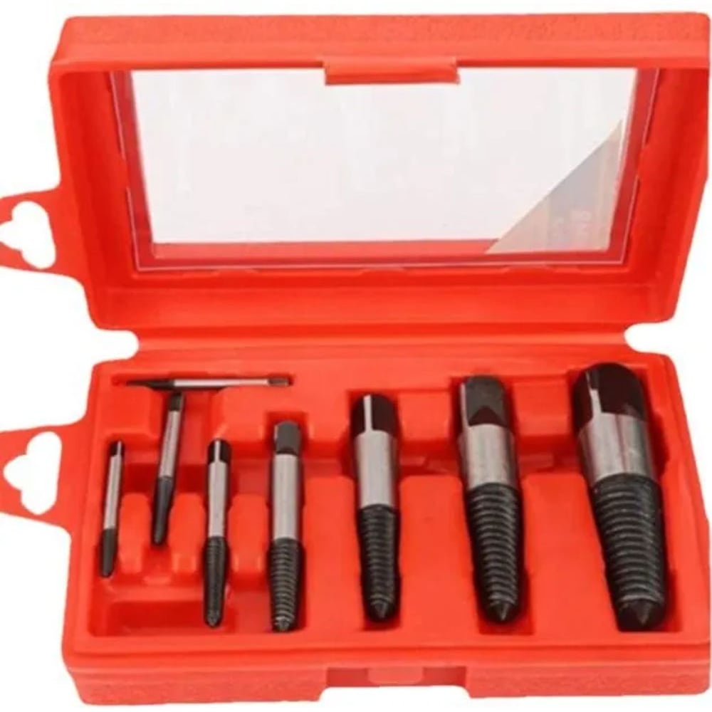 Изображение товара Экстракторы для выкручивания сломанных саморезов и болтов Vitatools набор 8 шт, с кейсом ekstraktory-nabor-8sht