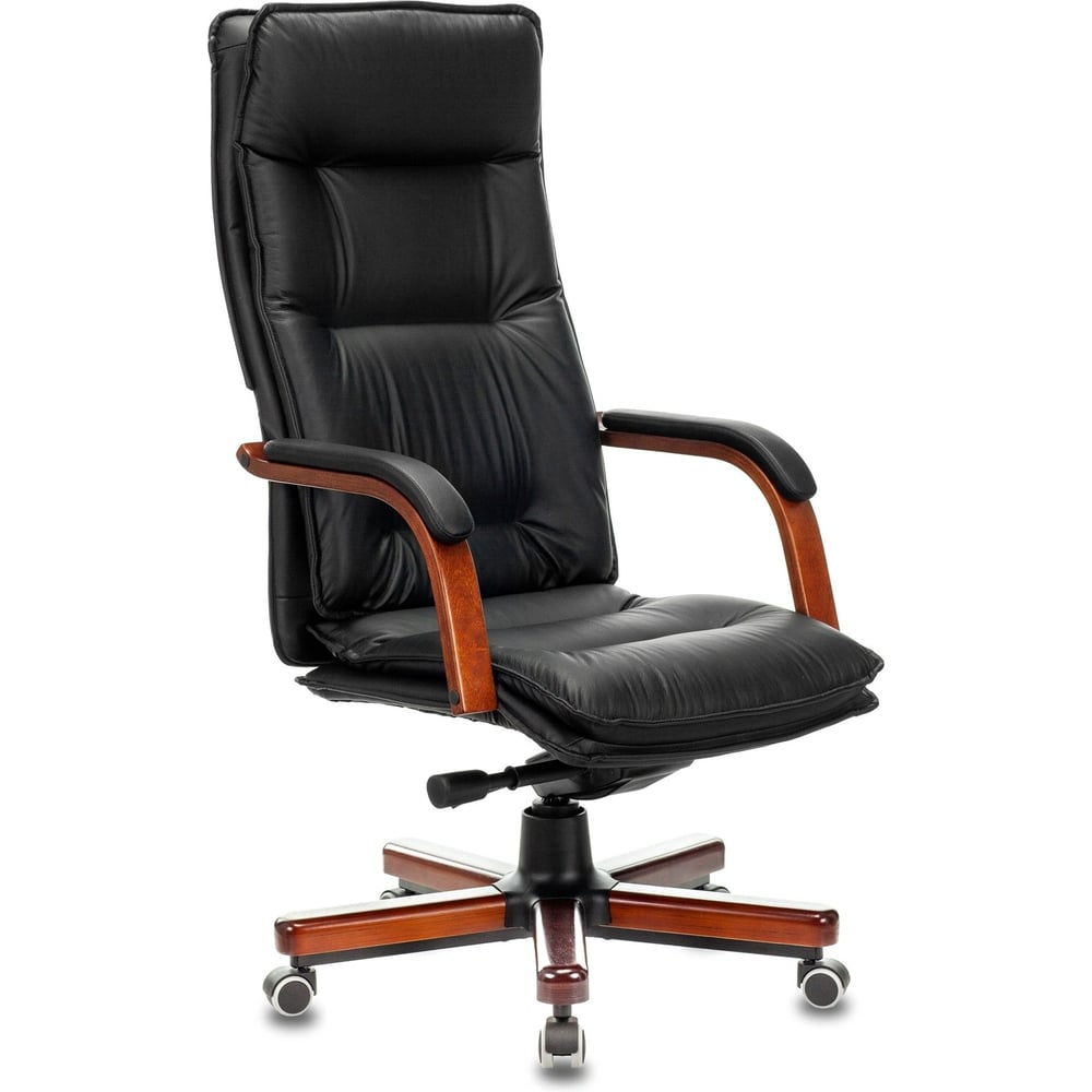 Изображение товара Кресло руководителя Бюрократ T-9927WALNUT черный кожа, крестовина металл/дерево 1360714