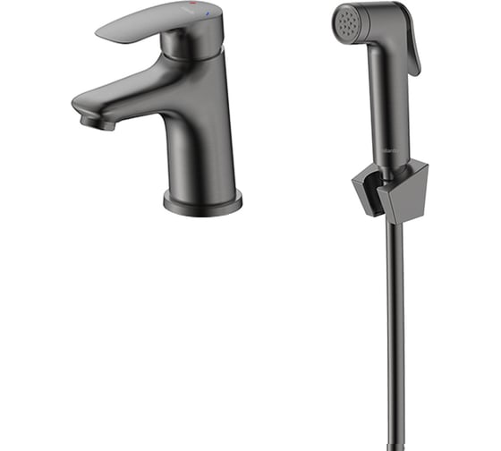 Изображение товара Смеситель для умывальника с гигиеническим душем Milardo графит, Rora, RORGM01M08