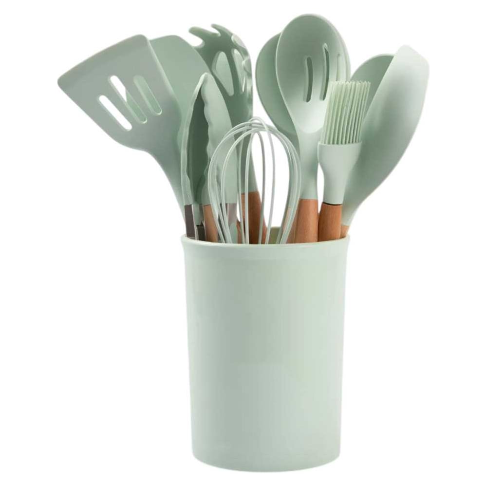 Изображение товара Набор кухонных принадлежностей силиконовый ТТ-Урал 12 предметов зеленый УТ-00021168