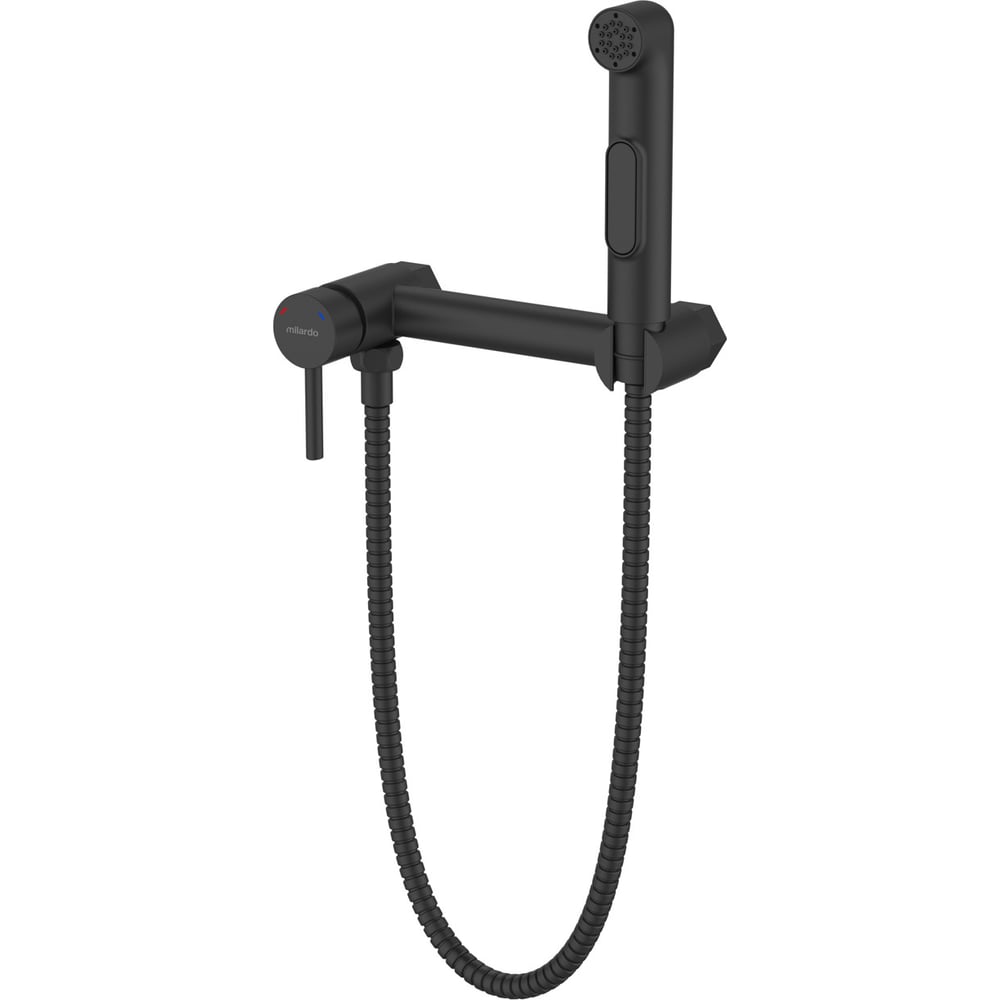 Изображение товара Смеситель с гигиеническим душем на эксцентриках Milardo черный матовый, Tidy, TIDBL15M08