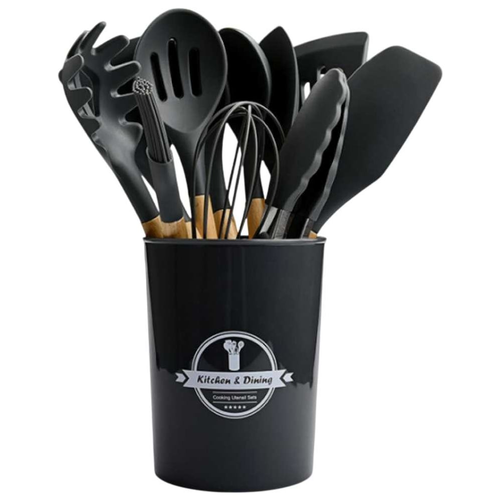 Изображение товара Набор кухонных принадлежностей силиконовый ТТ-Урал 12 предметов черный УТ-00021115