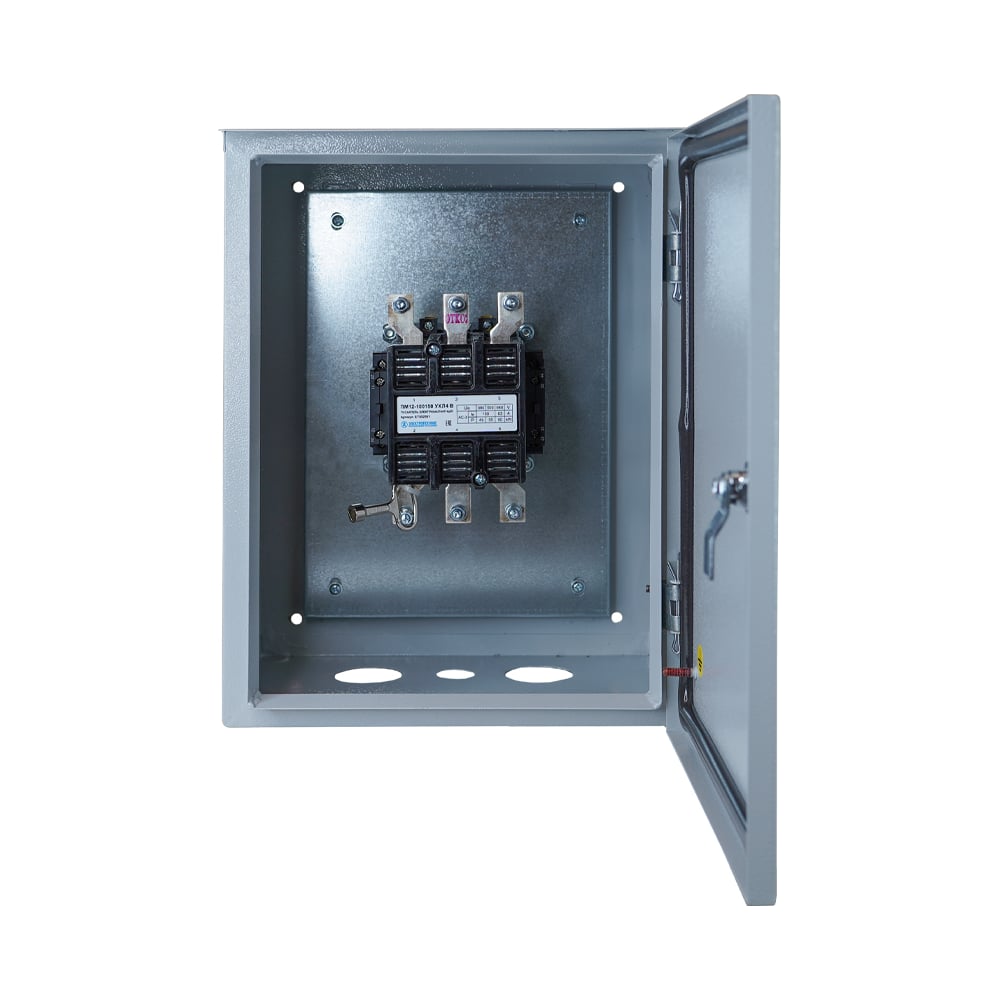 Изображение товара Пускатель электромагнитный Электротехник ПМ12-100140 У3 В, 380В/50Гц, 2з и 2р, 100А, нереверсивный, без реле, в корпусе 400х300х220, без кнопок, IP40 ET020189