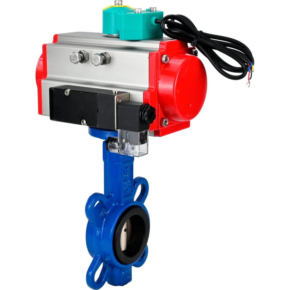 Изображение товара Затвор дисковый DN50 EPDM, 16 бар, чугун, пневмопривод 24VDC,DN50