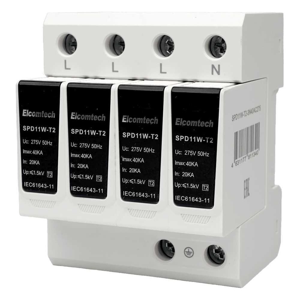 Изображение товара Устройство защиты импульсных перенапряжений ELCOMTECH SPD11W-T2-3N40AC275