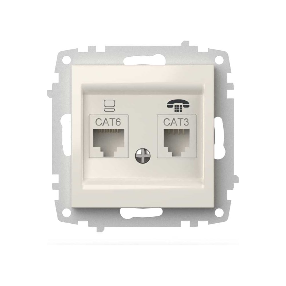 Изображение товара Розетка компьютерная + TF ELBI Zena Vega белый, Cat 6 M+K 609-010200-249