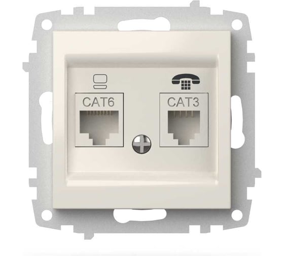 Изображение товара Розетка компьютерная + TF ELBI Zena Vega белый, Cat 6 M+K 609-010200-249