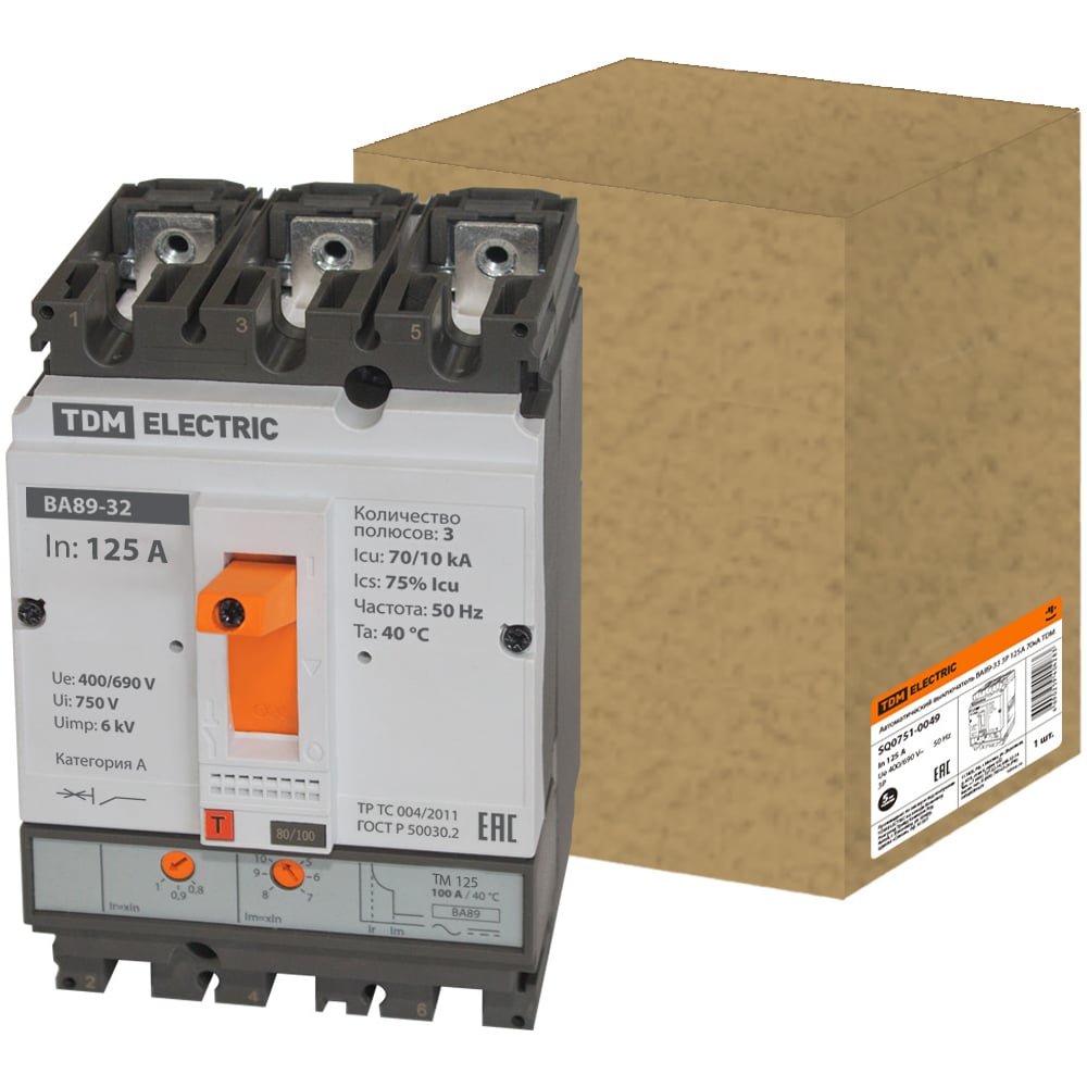 Изображение товара Автоматический выключатель ВА89-33 125А 3П 70кА TDM