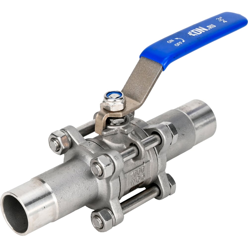 Кран шаровой DN.ru316-316-PTFE-W-H Ду125 Ру16 полнопроходной, 3-составной, под приварку, с рукояткой D160-53658